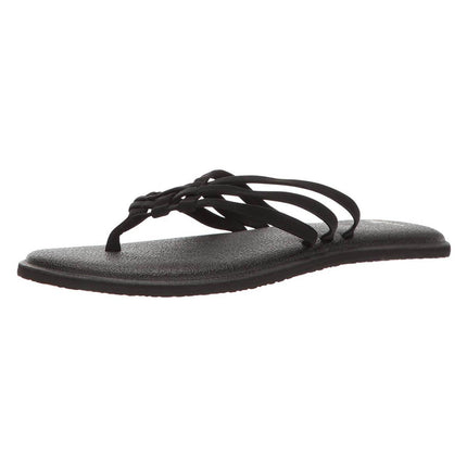 Sanuk Women's Flip Flops - Yoga Salty Sandals Black | 1016005-BLK ,
