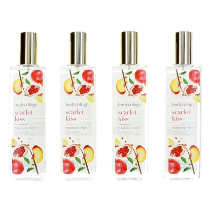 Scarlet Kiss by Bodycology, 4 Pack 8 oz Fragrance Mist for Women ,