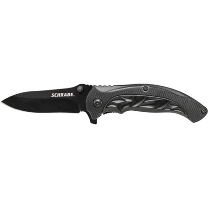 Schrade Folding Knife - Black Aluminum Handle Steel Blade Liner Lock | SCH508-DISCO ,
