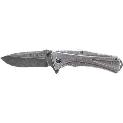 Schrade Folding Knife - Stone Washed Steel Blade Liner Lock, 8.10 inch | SCH506-DISCO ,