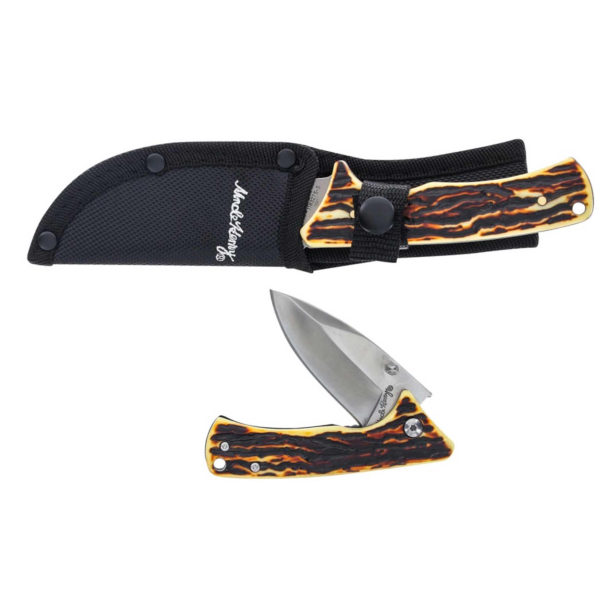 Schrade Knife Gift Tin - Uncle Henry Drop Point Satin Steel Blade 