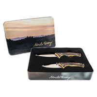 Schrade Knife Gift Tin - Uncle Henry Drop Point Satin Steel Blade, 2 Pieces | 1183275 ,