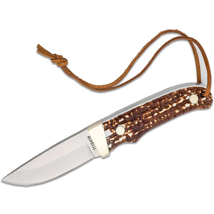 Schrade Knife - Uncle Henry Trailing Point Steel Blade Stagalon Handle | SC1116418 ,