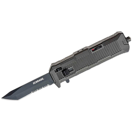 Schrade Knife -Viper OTF Aluminum Handle Black Tanto Combo Steel Blade | SCHOTF8TBS ,