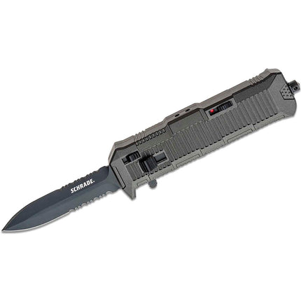 Schrade Knife -Viper OTF Black Double Combo Edge Spear Point Steel Blade | SCHOTF8BS ,