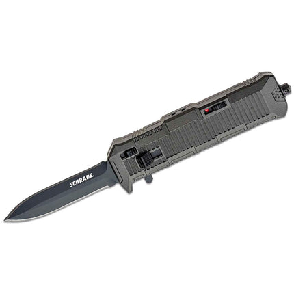 Schrade Knife -Viper OTF Black Double Edge Steel Spear Point Blade, 8.5 inch | SCHOTF8B ,