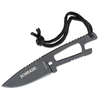 Schrade Neck Knife - Plain Stainless Steel Blade Black Handle Mini, 4.34 inch | SCHF5SM ,