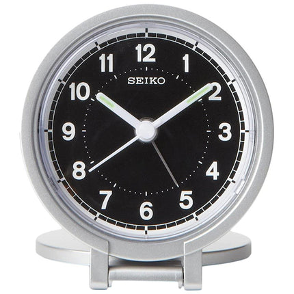 Seiko Alarm Clock - Pocket Travel Luminous Hands Silver Tone | QHT011ALH ,