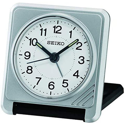 Seiko Alarm Tabletop Clock - Sachi Travel Silver Tone | QHT015SLH ,