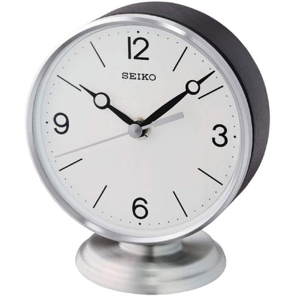 Seiko Desk and Table Clock - Braxton Black and Silver Tone Case | QXG150SLH ,