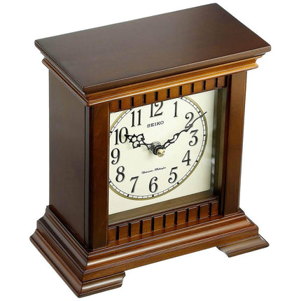 Seiko Desk Clock - Chiming Desk Off-White Dial Brown Wooden | QXJ028BLH ,