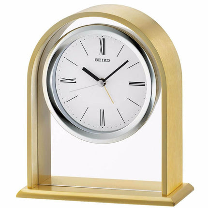 Seiko Desk Clock - Desk & Table White Dial Gold Tone Alarm | QHE134FLH ,