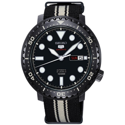 Seiko Men's Automatic Watch - 5 Sports Black and White Nylon Strap | SRPC67K1 ,