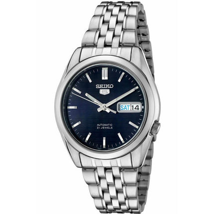 Seiko Men's Automatic Watch - 5 Sports Day-Date Blue Dial Steel Bracelet | SNK357K1 ,