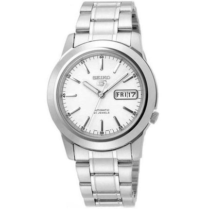Seiko Men's Automatic Watch - 5 Sports Day-Date White Dial Steel Bracelet | SNKE49K1 ,