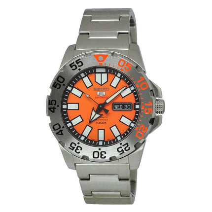 Seiko Men's Automatic Watch - 5 Sports Orange Dial Steel Bracelet | SRP483K1 ,