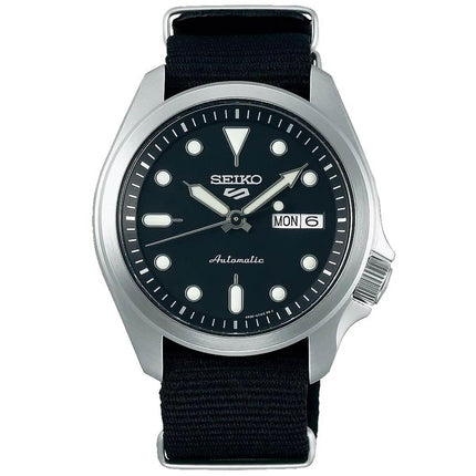 Seiko Men's Automatic Watch - 5 Sports Power Reserve Black Dial Nylon Strap | SRPE67K1 ,