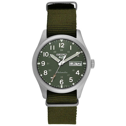 Seiko Men's Automatic Watch - 5 Sports Power Reserve Green Dial Nylon Strap | SRPG33K1 ,