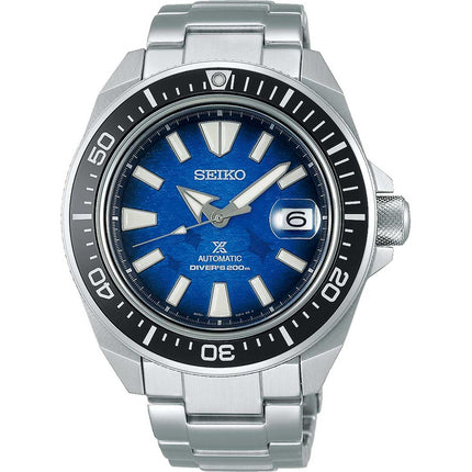 Seiko Men's Automatic Watch - Prospex Save the Ocean Blue Dial SS Bracelet | SRPE33K1 ,