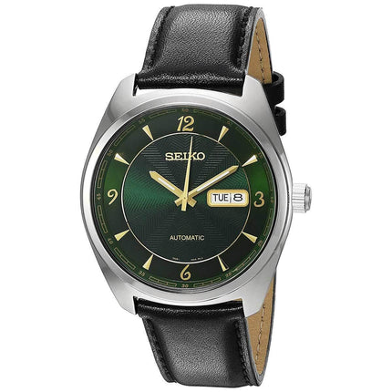Seiko Men's Automatic Watch - Recraft Green Dial Leather Strap | SNKN69 ,