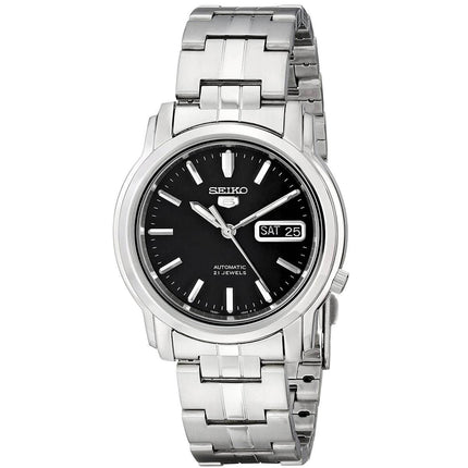 Seiko Men's Automatic Watch - Seiko 5 Black Dial Silver Tone Bracelet | SNKK71K1 ,