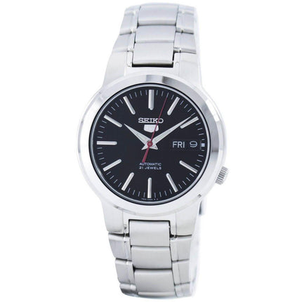Seiko Men's Automatic Watch - Seiko 5 Black Dial Stainless Steel Bracelet | SNKA07K1 ,