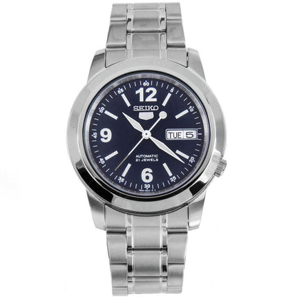 Seiko Men's Automatic Watch - Seiko 5 Dark Blue Dial Silver Tone Bracelet | SNKE61K1 ,