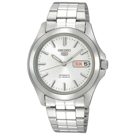 Seiko Men's Automatic Watch - Seiko 5 Day-Date Silver Tone Dial Bracelet | SNKK87K1 ,