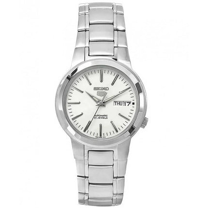 Seiko Men's Automatic Watch - Seiko 5 White Dial Stainless Steel Bracelet | SNKA01K1 ,