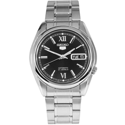 Seiko Men's Automatic Watch - Series 5 Black Dial Silver Steel Bracelet | SNKL55K1 ,