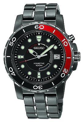 Seiko Men's Black IP Kinetic Watch SKA389 ,