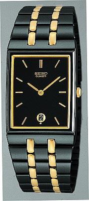 Seiko Men's Black Plated Quartz Bracelet Watch SKP017 ,