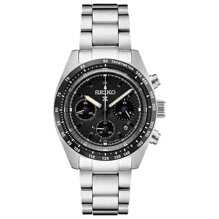 Seiko Men's Chrono Watch - Prospex Speedtimer Silver Tone Case Black Dial | SSC819P1 ,