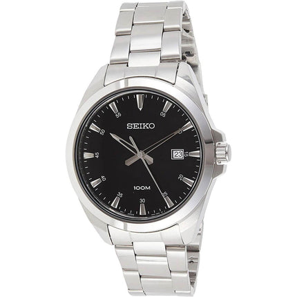 Seiko Men's Chronograph Watch - Black Dial Silver Tone Bracelet | SUR209P1 ,