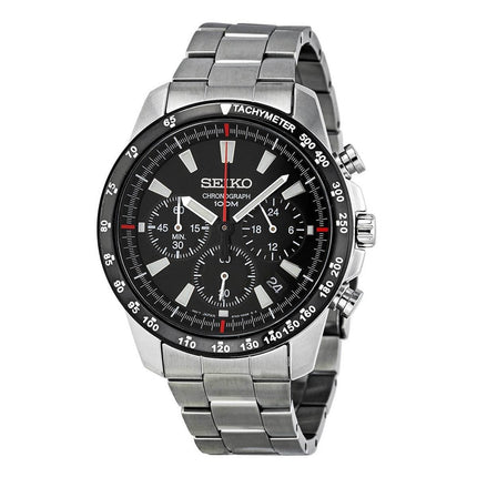 Seiko Men's Chronograph Watch - Black Dial Stainless Steel Bracelet | SSB031P1 ,