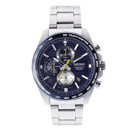 Seiko Men's Chronograph Watch - Blue Dial Steel Bracelet | SSB259P1 ,