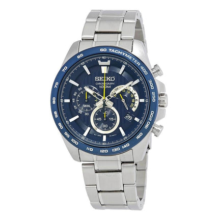 Seiko Men's Chronograph Watch - Blue Dial Steel Bracelet | SSB301P1 ,