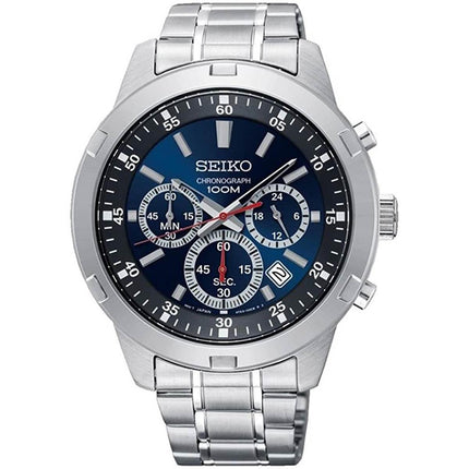 Seiko Men's Chronograph Watch - Neo Sports Blue Dial Silver Tone Bracelet | SKS603P1 ,