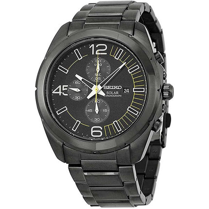 Seiko Men's Chronograph Watch - Solar Black IP Stainless Steel Bracelet | SSC217P1 ,