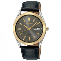 Seiko Men's Day Date Leather Strap Watch SNE050