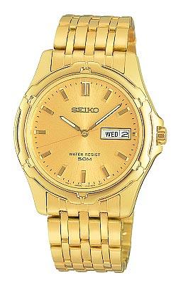 Seiko Men's Gold Plated Day Date Quartz Watch SJW040 ,