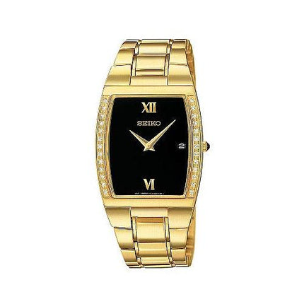 Seiko Men's Gold Quartz Diamond Watch SKP322 ,