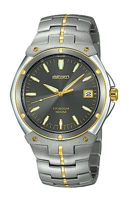 Seiko Men's Mid-Size Quartz Titanium Watch SGEB34 ,