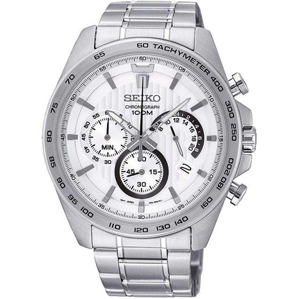 Seiko Men's Quartz Watch - Chronograph White Dial Stainless Steel Bracelet | SSB297P1 ,