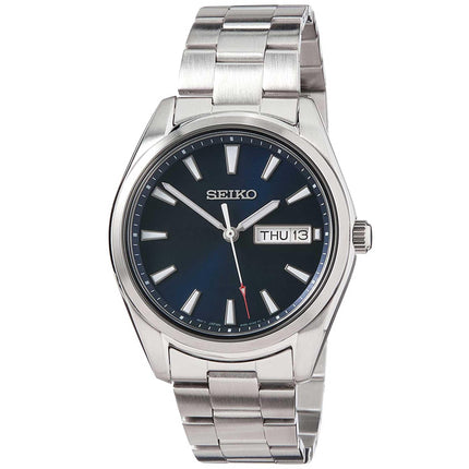Seiko Men's Quartz Watch - Day-Date Blue Dial Silver Tone Steel Bracelet | SUR341P1 ,
