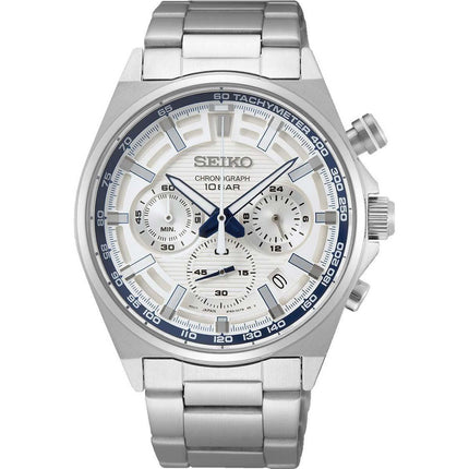 Seiko Men's Quartz Watch - Discover More Chronograph Silver Dial Bracelet | SSB395P1 ,