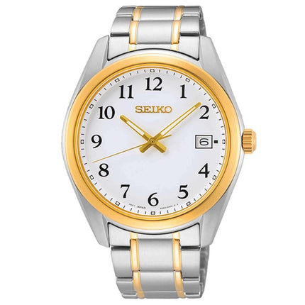 Seiko Men's Quartz Watch - Discover More White Dial Two Tone Bracelet | SUR460P1 ,