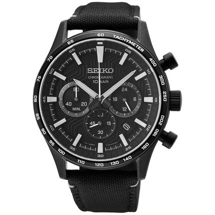Seiko Men's Quartz Watch - Dress Chrono Black Stainless Steel Case Strap | SSB417P1 ,