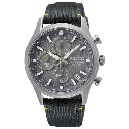Seiko Men's Quartz Watch - Dress Chronograph Grey Dial Nylon Strap Date | SSB423P1 ,