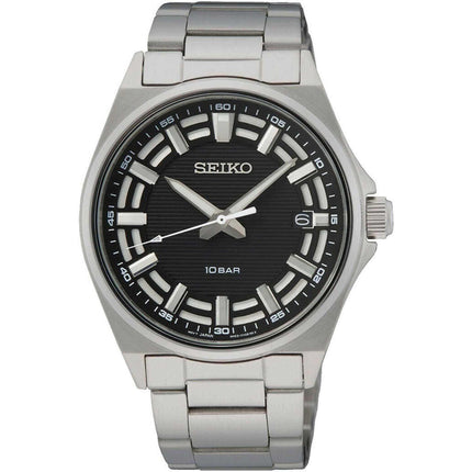 Seiko Men's Quartz Watch - Essentials Black Dial Stainless Steel Bracelet | SUR505P1 ,